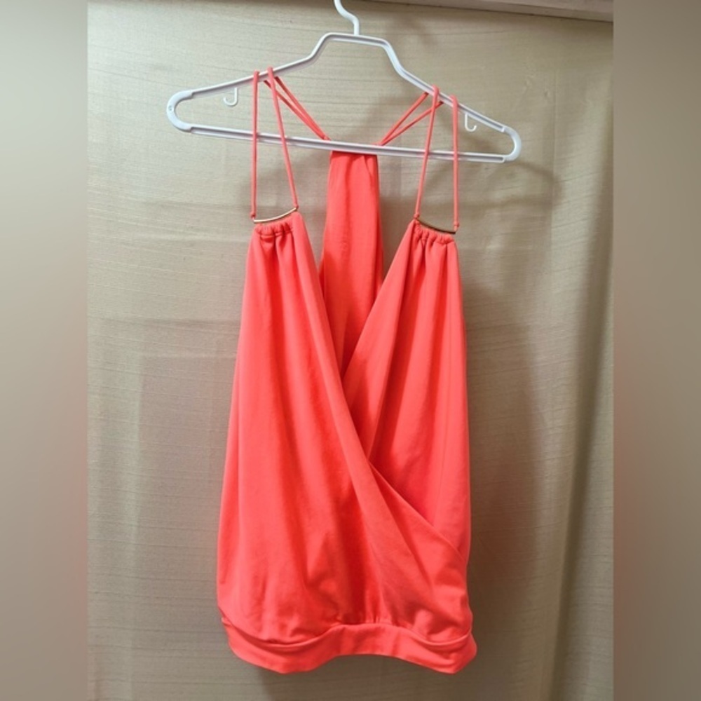 SoHo BOGO womenโs open front tank top neon orange/pink size S/M FESTIVAL โซ๏ธ